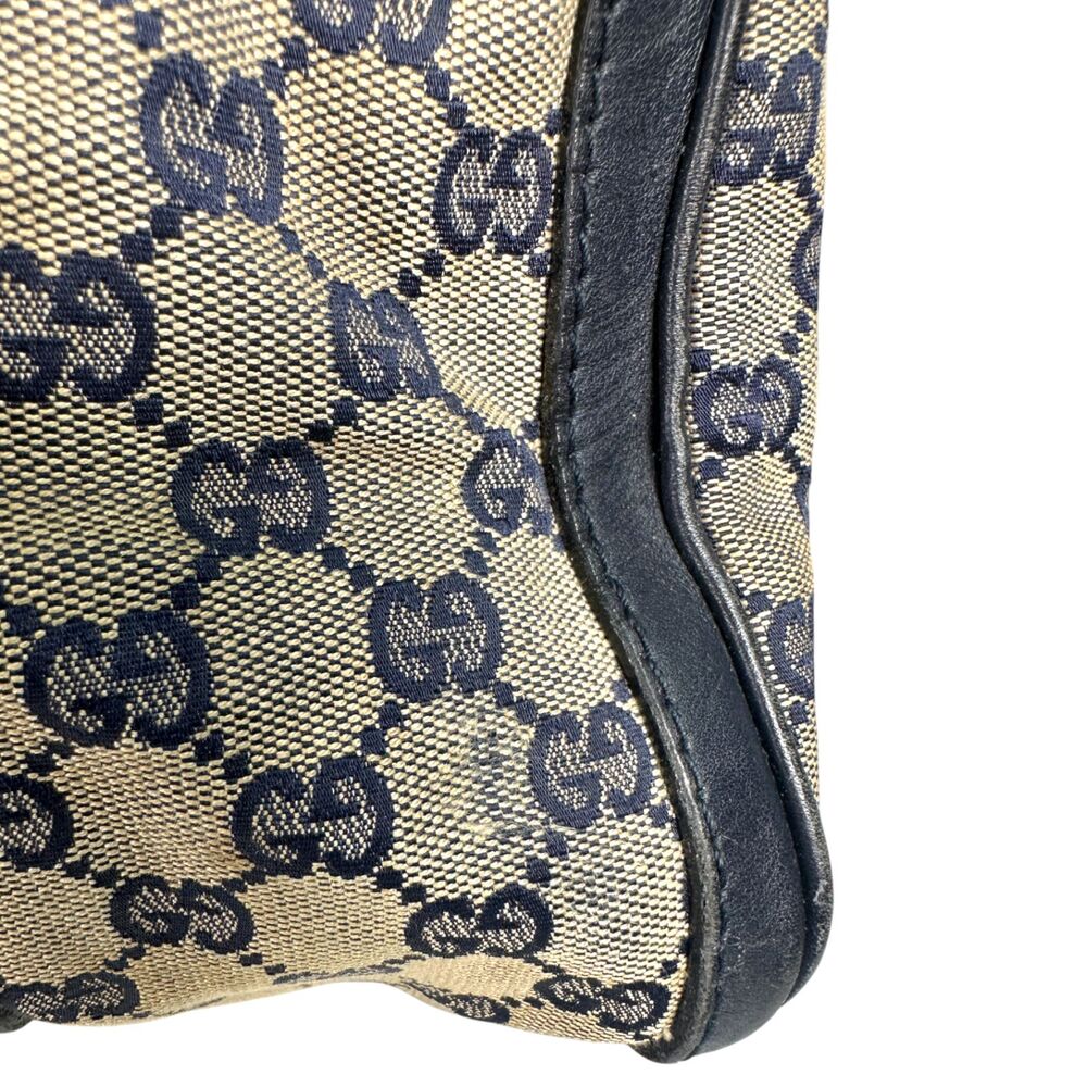 Gucci Vintage Web Boston GG Canvas Navy Red Satchel Medium - FLAWS READ - Picture 13 of 13